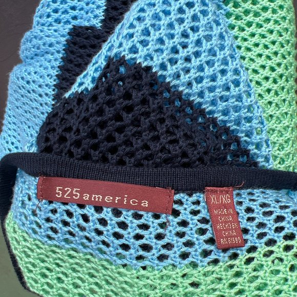 525 America Long Sleeve Rayon Striped Knit Sweater Blue & Green/Black Size XL - Picture 9 of 9